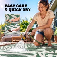 Outsunny Outdoor Rug Reversible Mat Plastic Straw Rug Portable RV Camping Mat for Garden Deck Picnic Indoor, 152 x 243 cm (5 x 8 ft), Green & White(m-5)