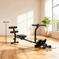 SPORTNOW Rudermaschine, Rudergerät für Situps, 12-stufig verstellbar, 2-in-1 Kardiogerät, LCD-Anzeige, Stahl, Kunststoff, Schwarz(m-3)