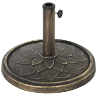 Outsunny Base per Ombrellone da 12 kg con Manovella Integrata, in Resina, Metallo e Cemento, Ø46x34 cm, Bronzo(m-1)