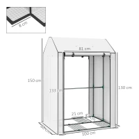 Outsunny Mini Greenhouse with 4 Wire Shelves Portable Garden Grow House Upgraded Tomato Greenhouse for Plants with Roll Up Door and Vents, 100 x 80 x 150cm, White(m-3)