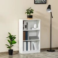 HOMCOM Estantería Librería con 3 Compartimentos de Almacenaje Libros CDs Plantas para Salón Estudio Dormitorio 62,2x24x102,4 cm Blanco(m-10)