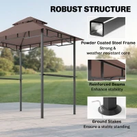 Outsunny 2.5x1.5m (8'x5') Grill Gazebo Canopy, Double Tiered Outdoor BBQ Gazebo Shelter with 2 Side Shelves for Garden, Patio, Barbecue, Picnic, Coffee(m-7)