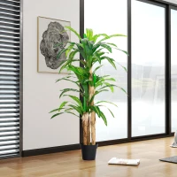 Outsunny Dracaena Artificial con 66 Hojas Musgo Planta Artificial para Decoración Jardín Balcón Oficina Salón Ø20x160 cm Verde(m-6)