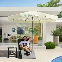 Outsunny Parasol de jardin extérieur parasol inclinable rond Ø2,7 m avec manivelle et protection solaire UV50+, beige(m-4)