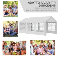 Outsunny Gazebo da Giardino 6x3 m con Finestre Laterali, 3 Stanze e Porte a Cerniera, Bianco(m-4)