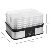 HOMCOM 5 Tier Food Dehydrator, 245W Stainless Steel Food Dryer Machine with Adjustable Temperature, Timer and LCD Display for Drying Fruit, Meat, Vegetable, Jerky and Pet Treat, Black(m-3)