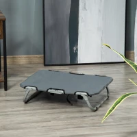 PawHut Lettino per Cani Pieghevole in Acciaio e Tessuto Oxford per Interni ed Esterni, 59x46x15 cm, Grigia(m-10)