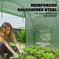 Outsunny Walk-In Garden Polytunnel Greenhouse with Steel Frame, PE Cover, Roll-Up Door and 4 Windows, 2.5 x 2m, Green(m-5)