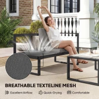 Outsunny 4 Piece Garden Furniture Set, Garden Sofa Set with 2 Loveseats, Armless Chair, Coffee Table for Balcony, Dark Grey(m-5)
