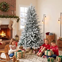HOMCOM Árvore de Natal com neve artificial 180 cm com 1.920 pontas, sistema dobrável, artificial, de perfil cheio(m-5)