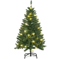 HOMCOM 4FT Christmas Tree Warm White LED Light Holiday Home Decoration, Green(m-10)