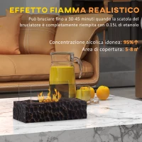 HOMCOM Camino a Bioetanolo da Tavolo con Bruciatore da 1.15L e Pannello in Vetro, 33x16x18cm, Nero(m-4)