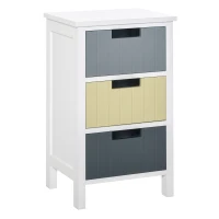 HOMCOM 3 Drawer Storage Tower, Dresser Chest with Wood Top, Organiser Unit for Closets Bedroom Nursery Room Hallway(m-1)
