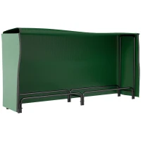 Outsunny Leñero con Cubierta Estante para Interior y Exterior Carga 200kg 200x36x99 cm Verde Oscuro y Negro(m-1)