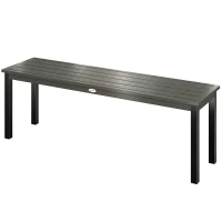 Outsunny 2 Seater Garden Bench, Outdoor Bench Loveseat with Wood-Effect Slatted Seat and Steel Frame for Patio, Park, Grey(m-11)