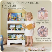AIYAPLAY Estantería Infantil de 3 Niveles con Diseño de Osito Bordes Redondeados y Barreras de Seguridad para Libros y Juguetes(m-4)