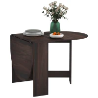 HOMCOM Folding Dining Table, Drop Leaf Table for Small Spaces, Oval Tabletop for Dining Room, Chocolate Wood Effect(m-11)