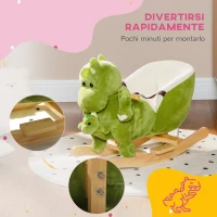 AIYAPLAY Cavallo a Dondolo per Bambini 18-36 Mesi a Dinosauro con Suoni e Rivestimento Morbido, Verde(m-8)