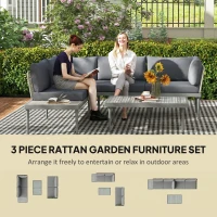 Outsunny Thee-Piece 'L' Rattan Sofa Set - Grey(m-4)