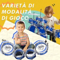 AIYAPLAY Set Batteria per Bambini con Grancassa con Pedale, Tamburi, Piatto e Sgabello, Età 3-6 Anni, Blu(m-7)