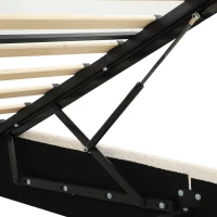 HOMCOM Cama con Arcón 140x190 cm con LED RGB Cabecero Ajustable y Almacenamiento Hidráulico Crema(m-7)