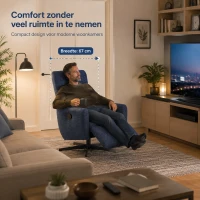 Comfortabele draaifauteuil, relaxfunctie en ligstand, uitschuifbare voetensteun, 67x80.5x110 cm, Blauw(m-6)