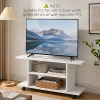 HOMCOM Modern TV Cabinet Stand Storage Shelves Table Mobile Bedroom Furniture Bookshelf Bookcase White(m-9)
