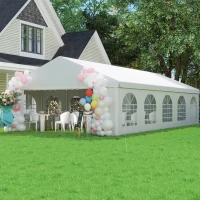 Outsunny Gazebo da Giardino 10x5m con Pareti Rimovibili e Finestre, Acciaio e Poliestere(m-8)