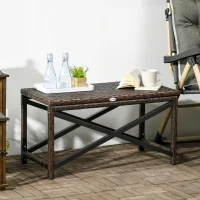 Outsunny Outdoor Coffee Table Side Table with X-Shape Frame for Patio, Balcony, Mixed Brown(m-10)