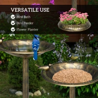Outsunny 72cm Tall Antique Bird Bath for Garden, Vintage Style Birdbath with Bird Decoration and Flower Planter Base, Bird Bath Bowl for Outdoor, Bronze Tone(m-4)