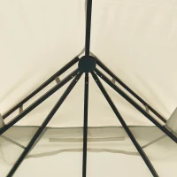 Outsunny Gazebo da Giardino con Zanzariera, Tetto a 2 Livelli e Struttura in Metallo, 3.7x3m, Beige(m-7)