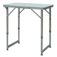 Outsunny Campingtisch Klapptisch Universaltisch Koffertisch Gartentisch Falttisch höhenverstellbar Alu + MDF Weiß 60 x 45 x 47,5/64 cm(m-11)