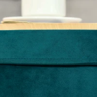 HOMCOM Pouf Contenitore 2 in 1 Uso Sgabello o Tavolino in Legno e Velluto Verde(m-9)