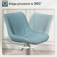 HOMCOM Lot de 2 tabourets de bar, chaises de bar structure en acier hauteur réglable 92-110 cm, dossier repose-pieds bleu foncé(m-8)