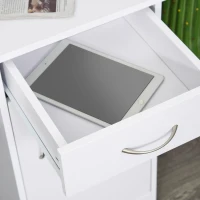 HOMCOM Scrivania Moderna per PC e Computer con 2 Cassetti e 1 Armadietto, Scrivania con Libreria Salvaspazio per Ufficio o Camera in Legno, Bianco(m-9)