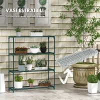 Outsunny Scaffale Porta Piante a 4 Livelli da Esterno e Interno in Acciaio, 89x28x107cm, Verde(m-7)