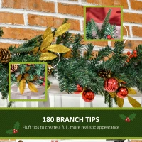 HOMCOM 2.7M Artificial Christmas Garland w/ Pine Cones Decorations Seasonal Style Beauty Home Fireplace Doors(m-5)