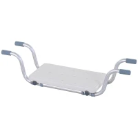 HOMCOM Tractable Aluminum And Plastic Bathtub Tray Bathroom Stool Shower Storage Shelf 71-81cm 136kg(m-4)