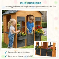 AIYAPLAY Casetta in Legno Bambini con Vasi Fiori, per Gioco Esterno/Interno, Età 3–8, Marrone(m-4)