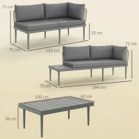 Outsunny Thee-Piece 'L' Rattan Sofa Set - Grey(m-3)