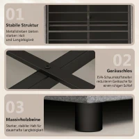 HOMCOM Bettgestell 140 x 200 cm mit Kopf- und Fußteil, Plattformbett mit hydraulischem Stauraum, LED-Lichtern(m-9)