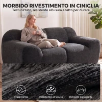 HOMCOM Divano 2 Posti in Ciniglia Senza Struttura, Seduta Ampia, 174x91x61 cm, Grigio Scuro(m-7)