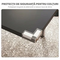 HOMCOM, Masă Extensibilă, Expandabilă de la 120-160 cm cu Picioare, din MDF, Oțel, 160x70x75cm, Negru(m-7)