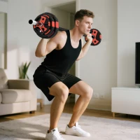 SPORTNOW Ensemble d'haltère 20 kg kit barre de musculation avec poignée antidérapante, poids réglable, Ø 27 x 140 cm noir(m-9)