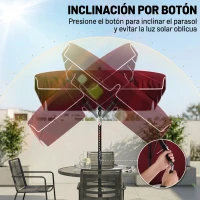 Outsunny Sombrilla de Terraza de Aluminio 2x1,3x2,5 m Parasol de Jardín Rectangular con Función de Inclinación Rojo Vino(m-6)