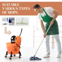 HOMCOM 25L Mop Bucket, with Wringer, Wheels and Handle - Orange(m-6)