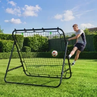 HOMCOM Adjustable Rebounder Net Kickback Target Goal for Teens Adults Training, Black(m-13)