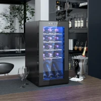 HOMCOM Cantinetta Vino Frigo per 15 Bottiglie, Capacità 44L, con Controllo Temperatura e Ripiani Regolabili, Nero(m-2)