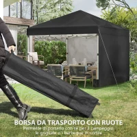 Outsunny Gazebo da Giardino Pieghevole ad Altezza Regolabile con 2 Pareti e Borsa Inclusa, 297x297x288 cm, Nero(m-8)