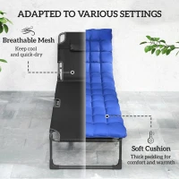 Outsunny Folding Sun Loungers for Garden Set of 2, 5-Position Oversized Camping Bed Recliner with Cushions, Blue(m-5)